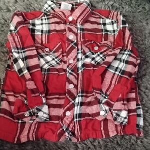 Wonderkids Red and Black Plaid Button Down Shirt